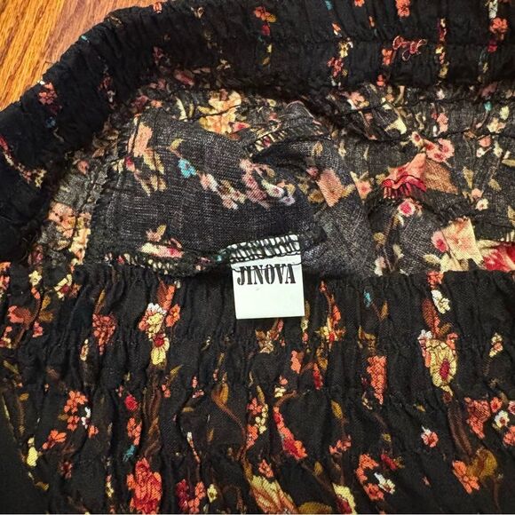 JINOVA Black Floral Harem Pants Boho Wide Leg Size S - Picture 5 of 6